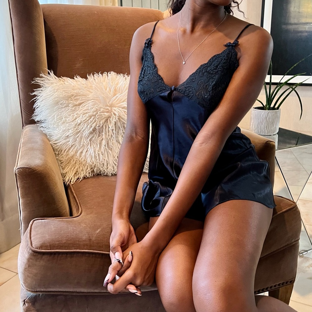 Vintage Cacique Satin Romper